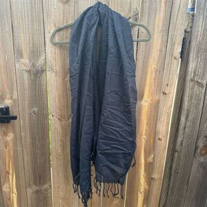 NWT Zengara Black Unisex Shawl Wrap Scarf with Fringe Accents